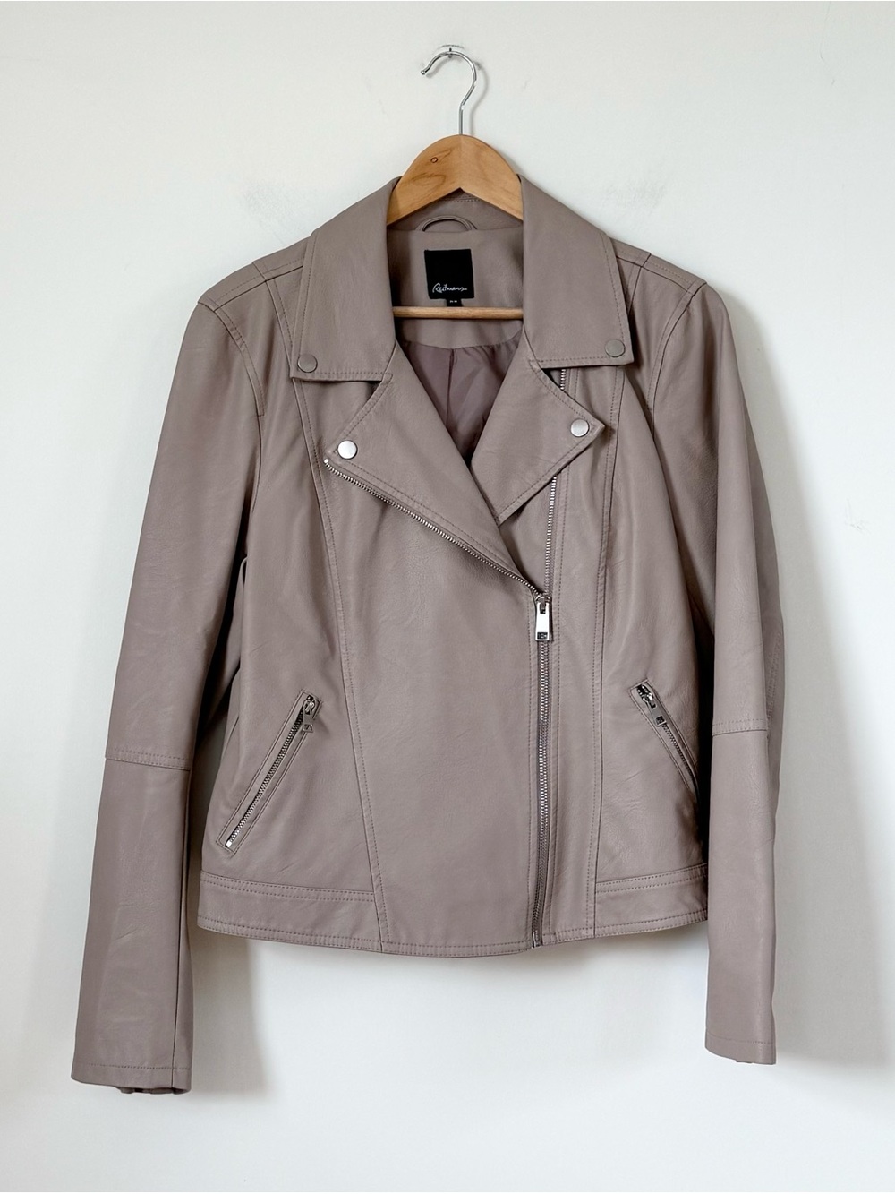 Taupe Faux Leather Moto Biker Jacket Reitman’s Size M
